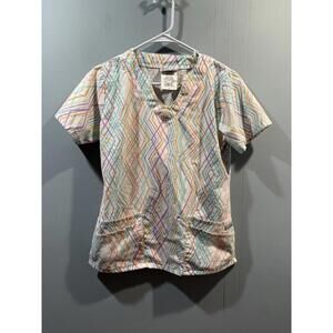 Womens UAscrubs Top Size Small Multicolor Nurse Uniform